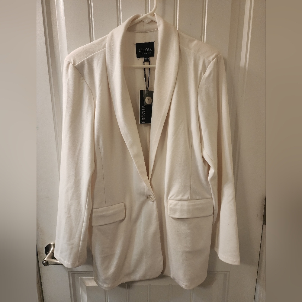 STOOSH Off White Blazer Jacket NWT Size x Large Open Front Career Chic